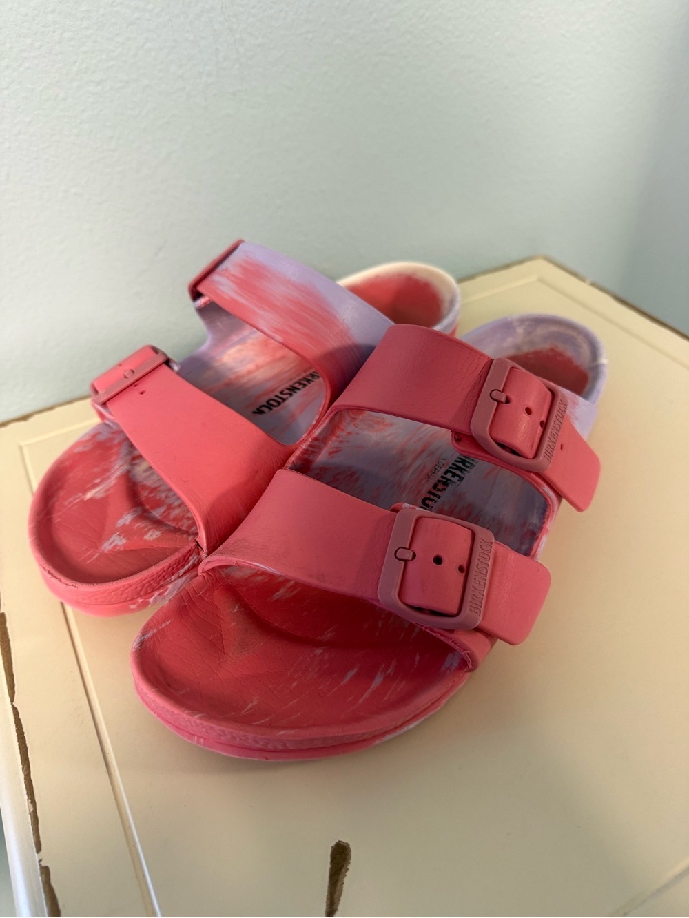 Birkenstock Arizona EVA Sandals 39 Pink Purple Lavender Tie Dye